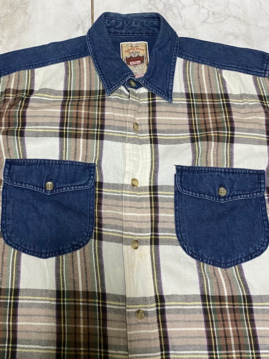 리갈스테이터스 데님 배색 체크 셔츠 100사이즈 상품이미지3