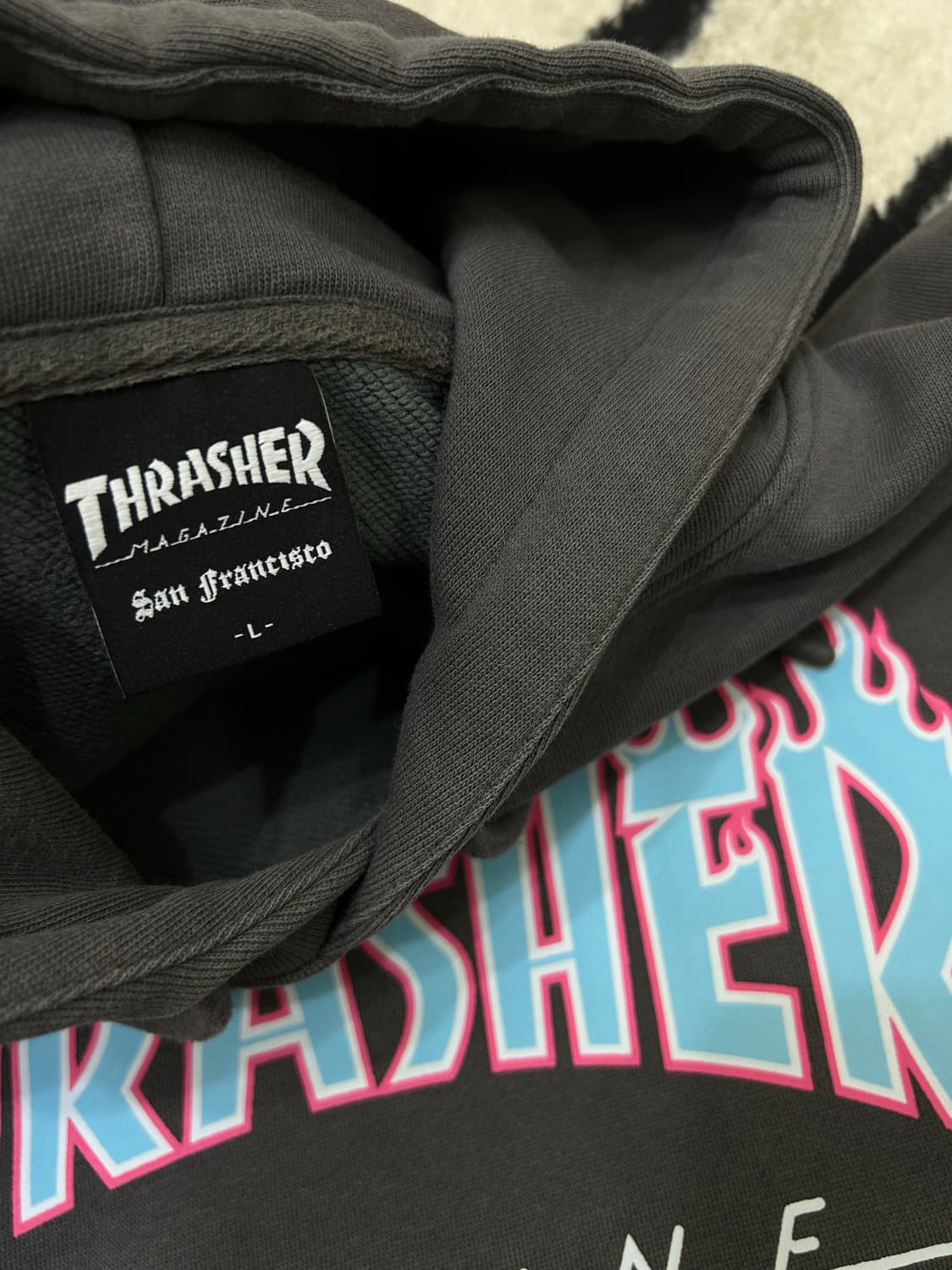 [L]트레셔 플레임 오버핏 후드/챠콜 상품이미지5