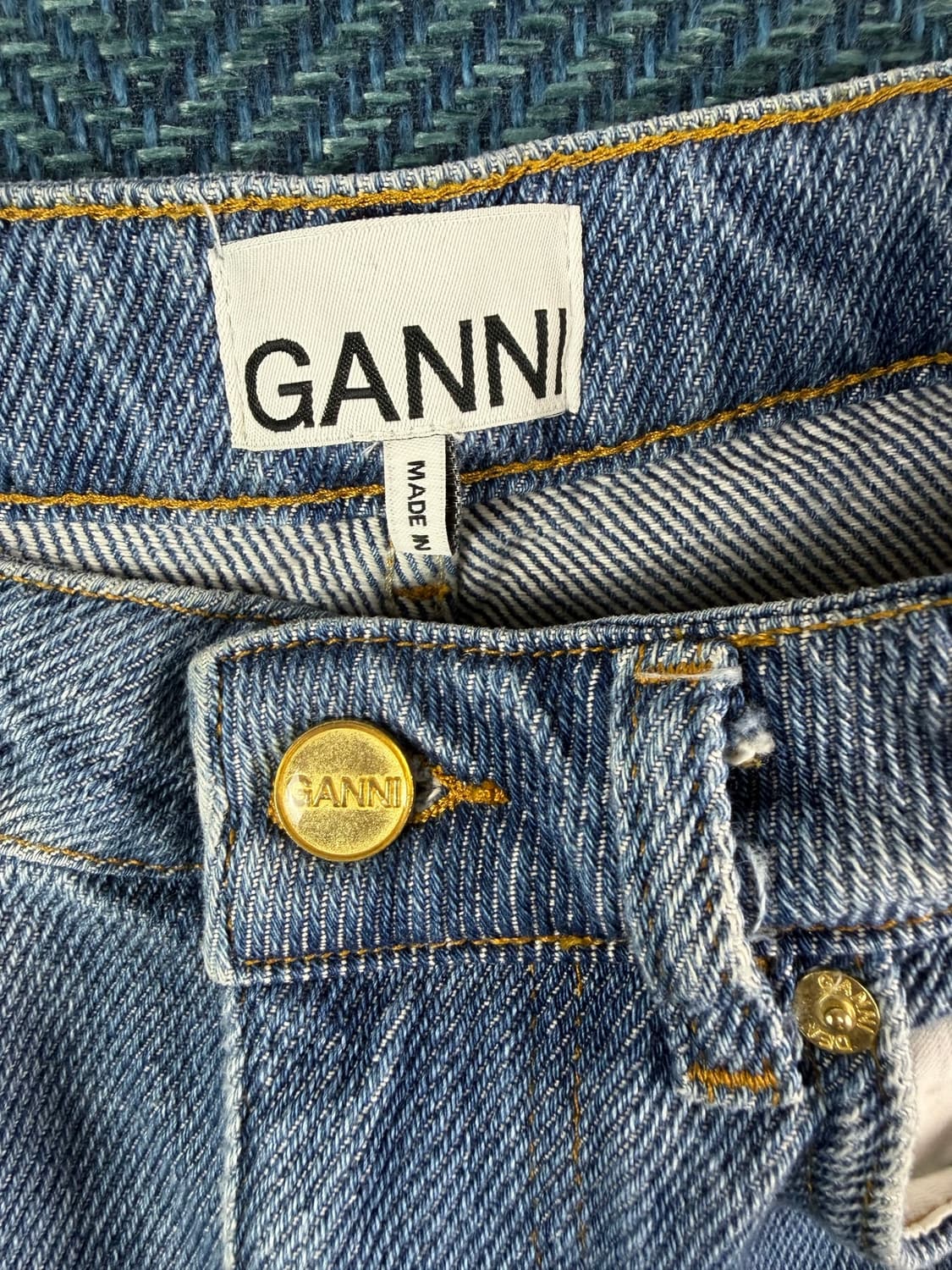[정품] 가니(GANNI) 사이드 프린지 와이드 데님 팬츠 상품이미지1