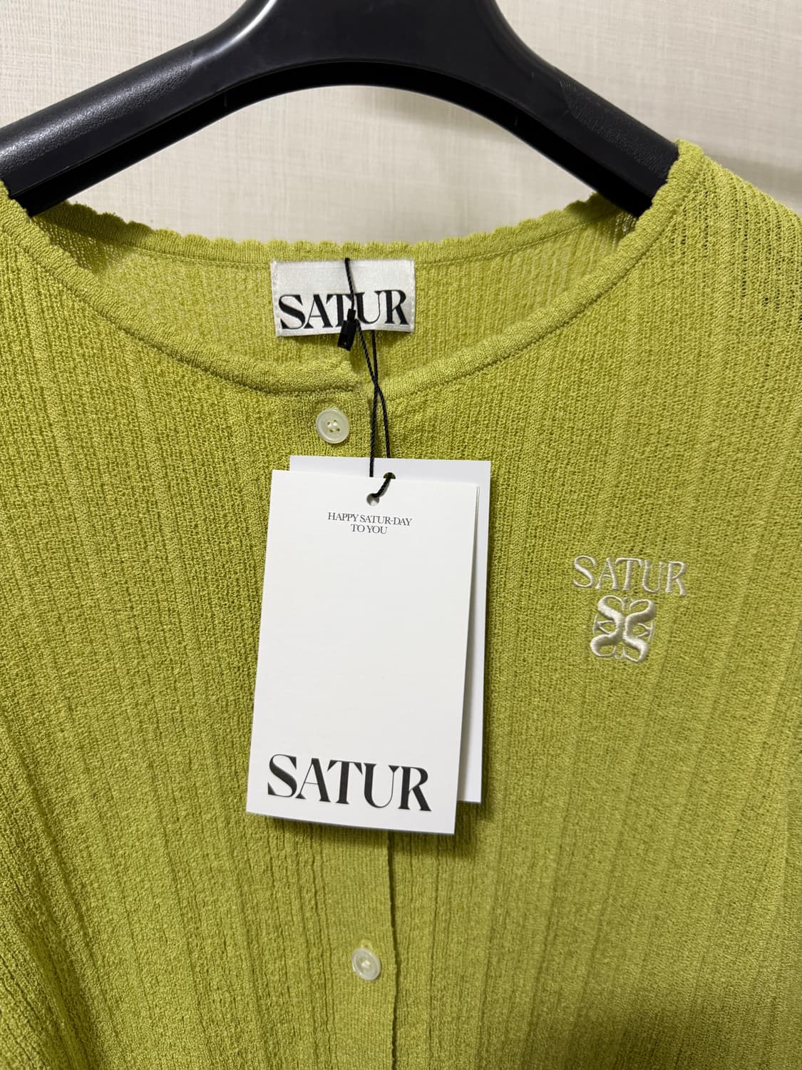 세터 satur 시어 롱 슬리브 크롭 가디건 올리브 그린(새상품) 상품이미지4