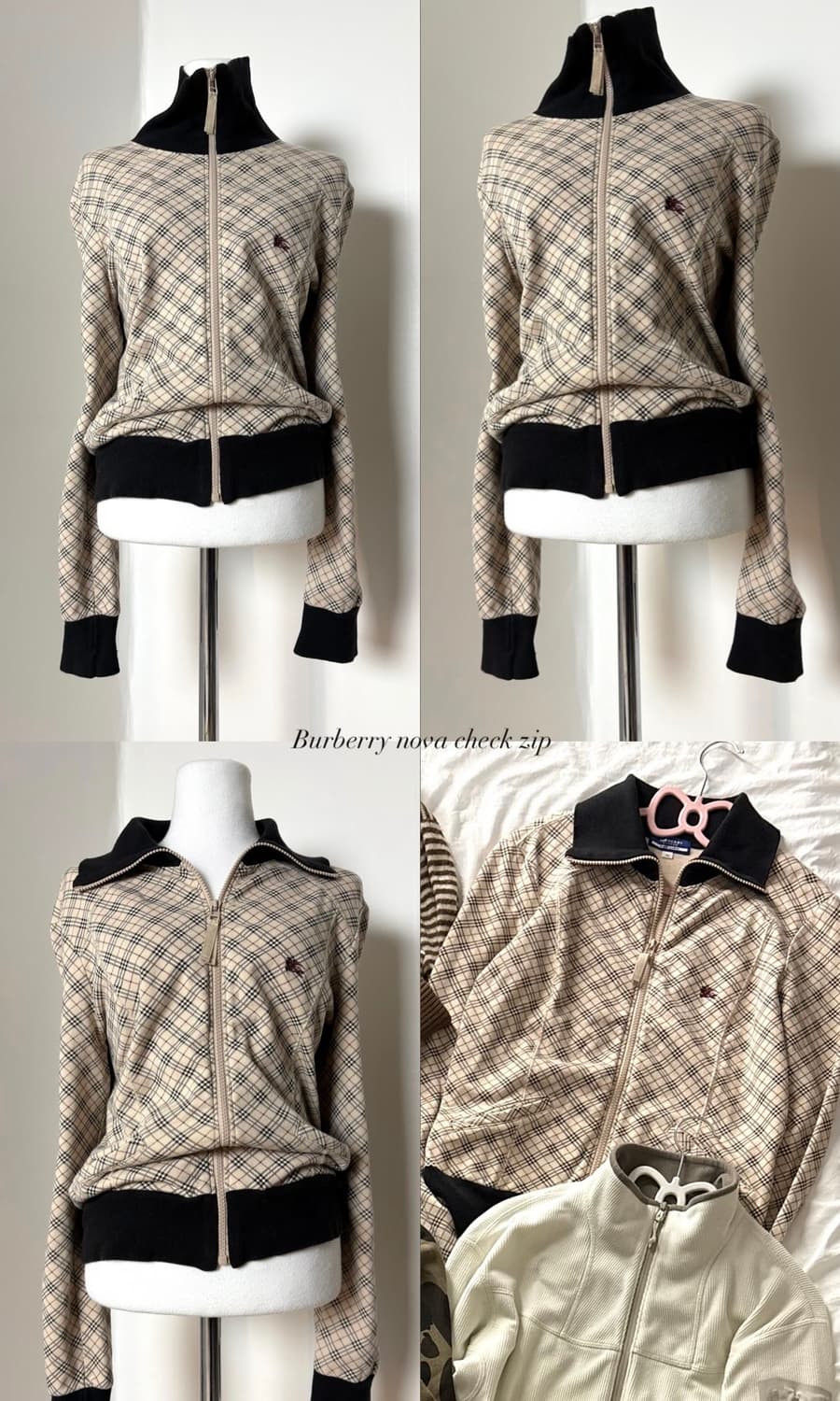대대장 유일매물 버버리 블루라벨 딱붙핏 노바체크 집업 자켓 후드집업 상품이미지1