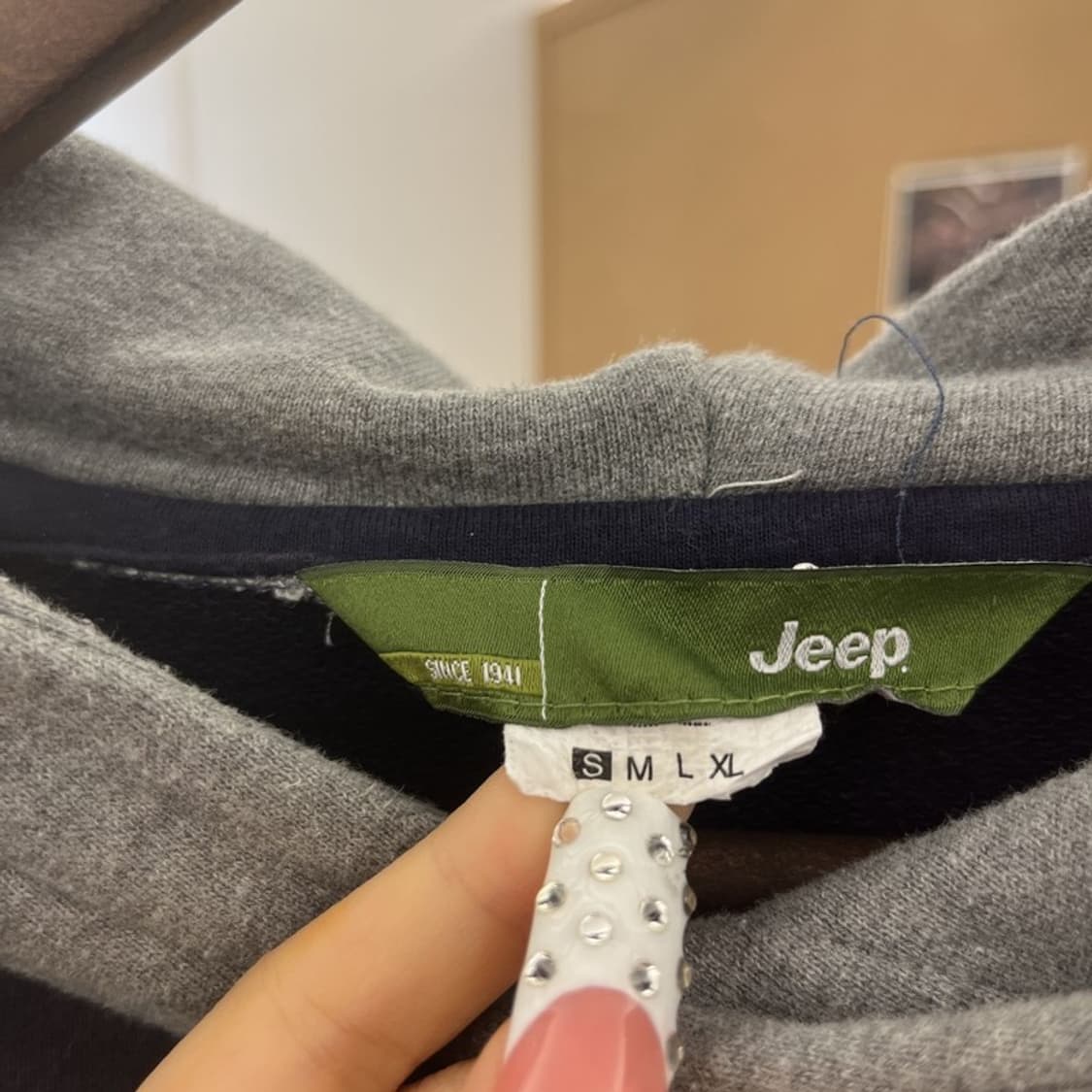 지프 레트로 캐주얼 키치 뽀글이 빅로고 후드티 S C10051 상품이미지5