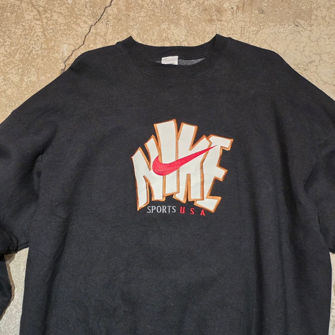 90s NIKE 스펠 아웃 로고 스우시 아플리케 크루넥 스웻셔츠 상품이미지2