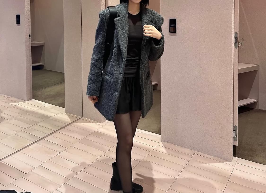 Mais 마이스 헤어리 알파카 블렌드 싱글 코트 차콜 상품이미지2