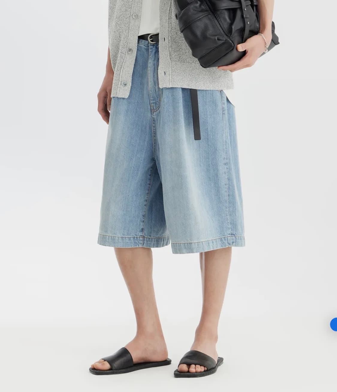 유스 와이드 하프 데님 L 상품이미지1