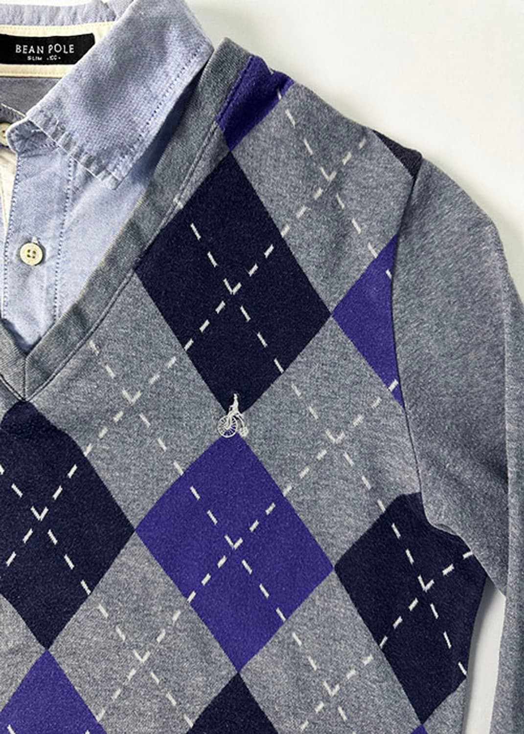 [100] 빈폴 슬림핏 셔츠 아가일 티셔츠 상품이미지4