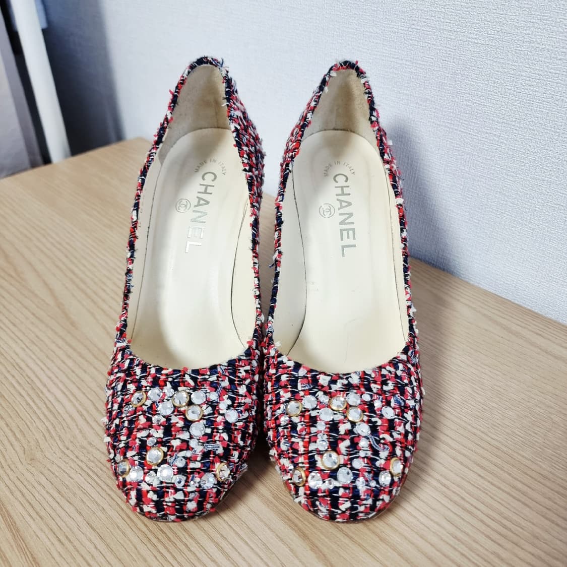 샤넬 큐빅로고 트위드 구두 펌프스 슈즈 힐 240mm/37 (굽8.5) 상품이미지2