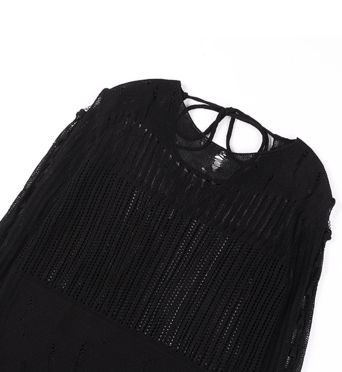 데미지 니트 롱슬리브 (BLACK) F25QB089 상품이미지2