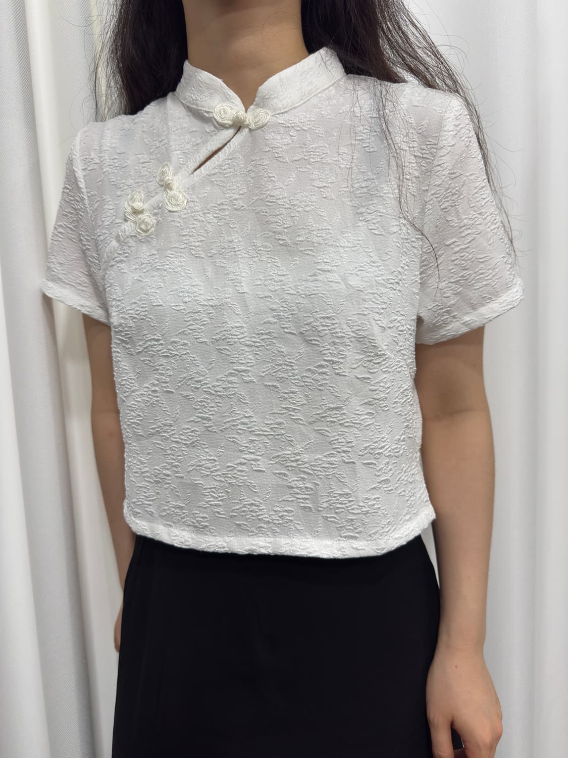 white quipao blouse 상품이미지2