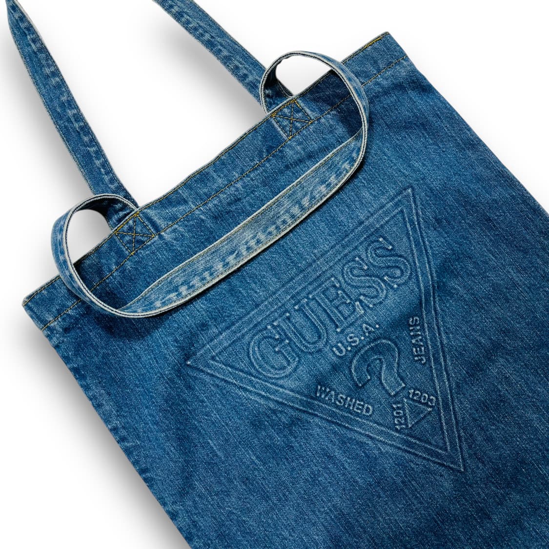 게스 빅로고 빈티지 데님 에코백 상품이미지3