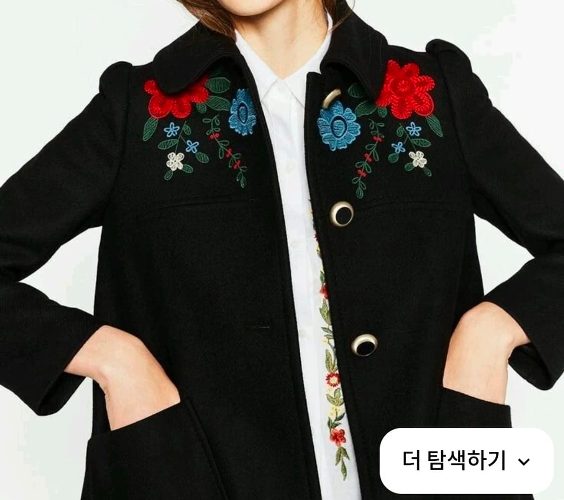 자라 블랙 숄더 포인트 자수 카라 코트 상품이미지2