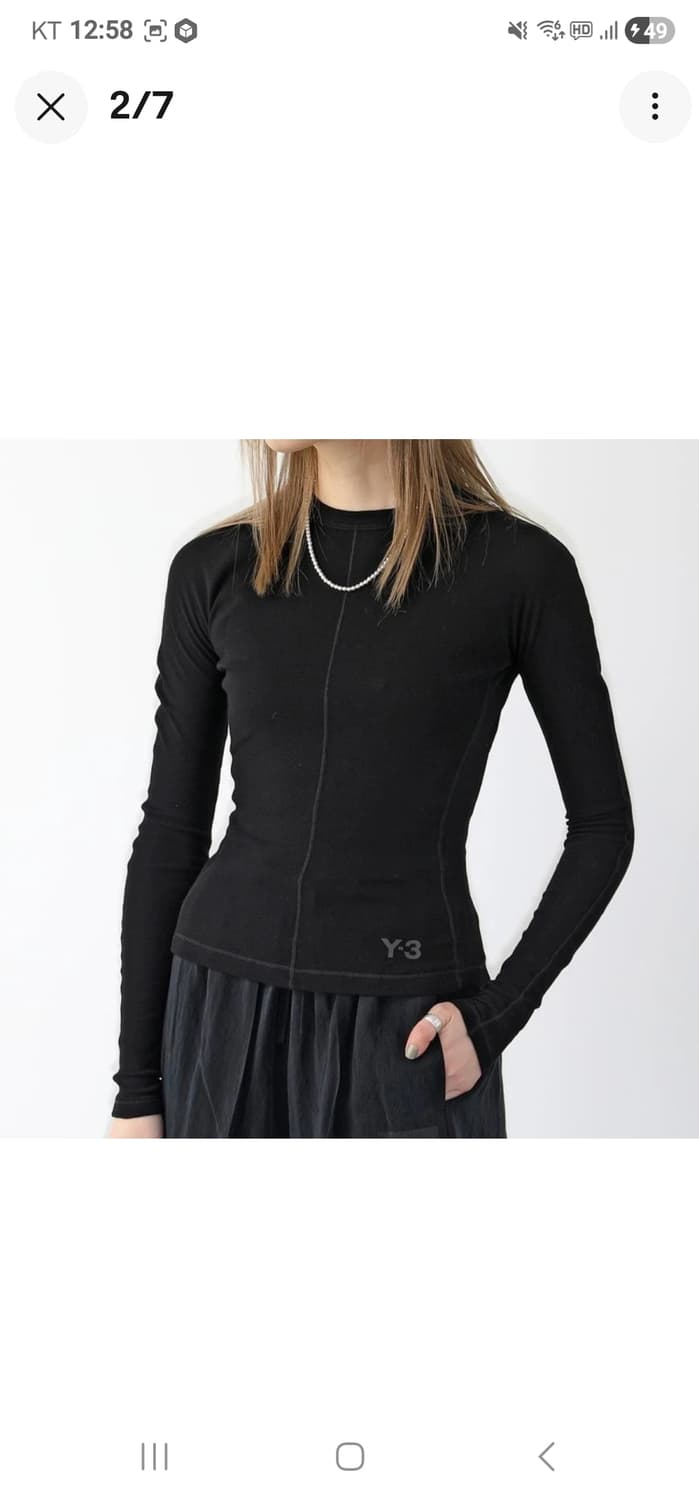 Y-3 핏 롱 슬리브 티 블랙 요지 야마모토 사이즈-S 상품이미지2