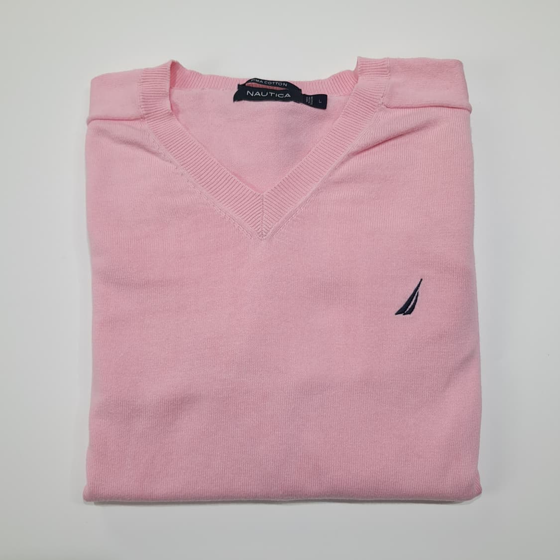 CL265 L 노티카 00s 말레이시아판 코튼 브이넥 핑크 니트 스웨터 상품이미지7