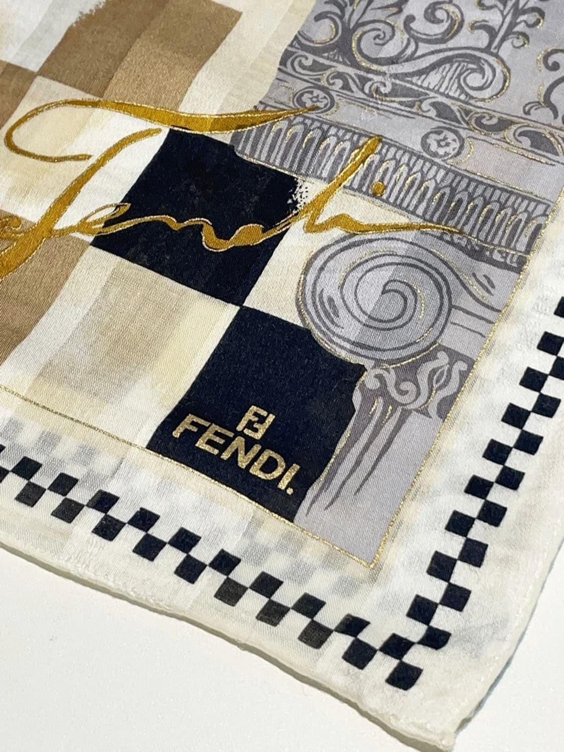 펜디 FENDI 00s 기하학 패턴 쁘띠 손수건 A1225 상품이미지4