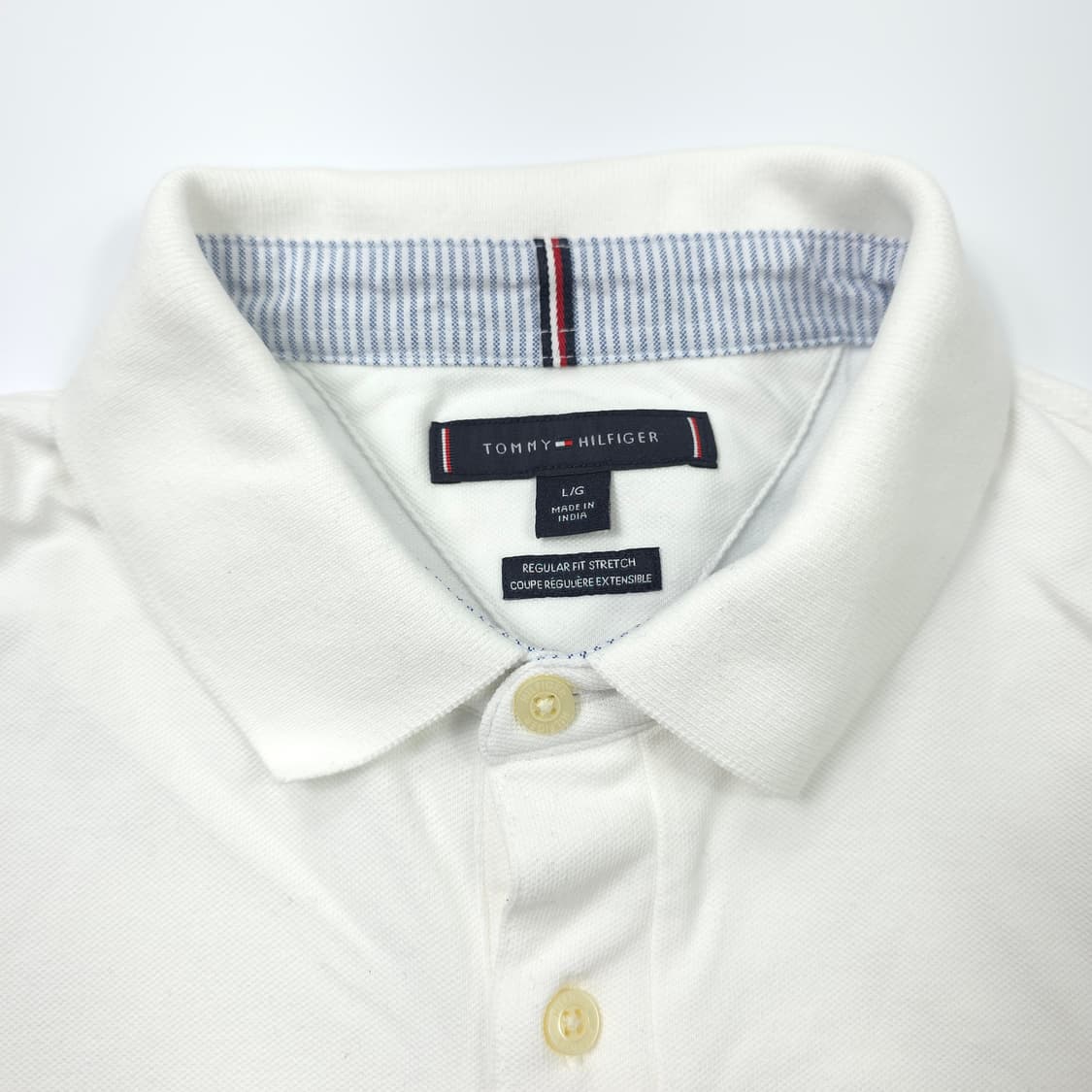 타미 힐피거 레귤러핏 스트레치 코튼 반팔카라티 화이트 (L) 상품이미지4