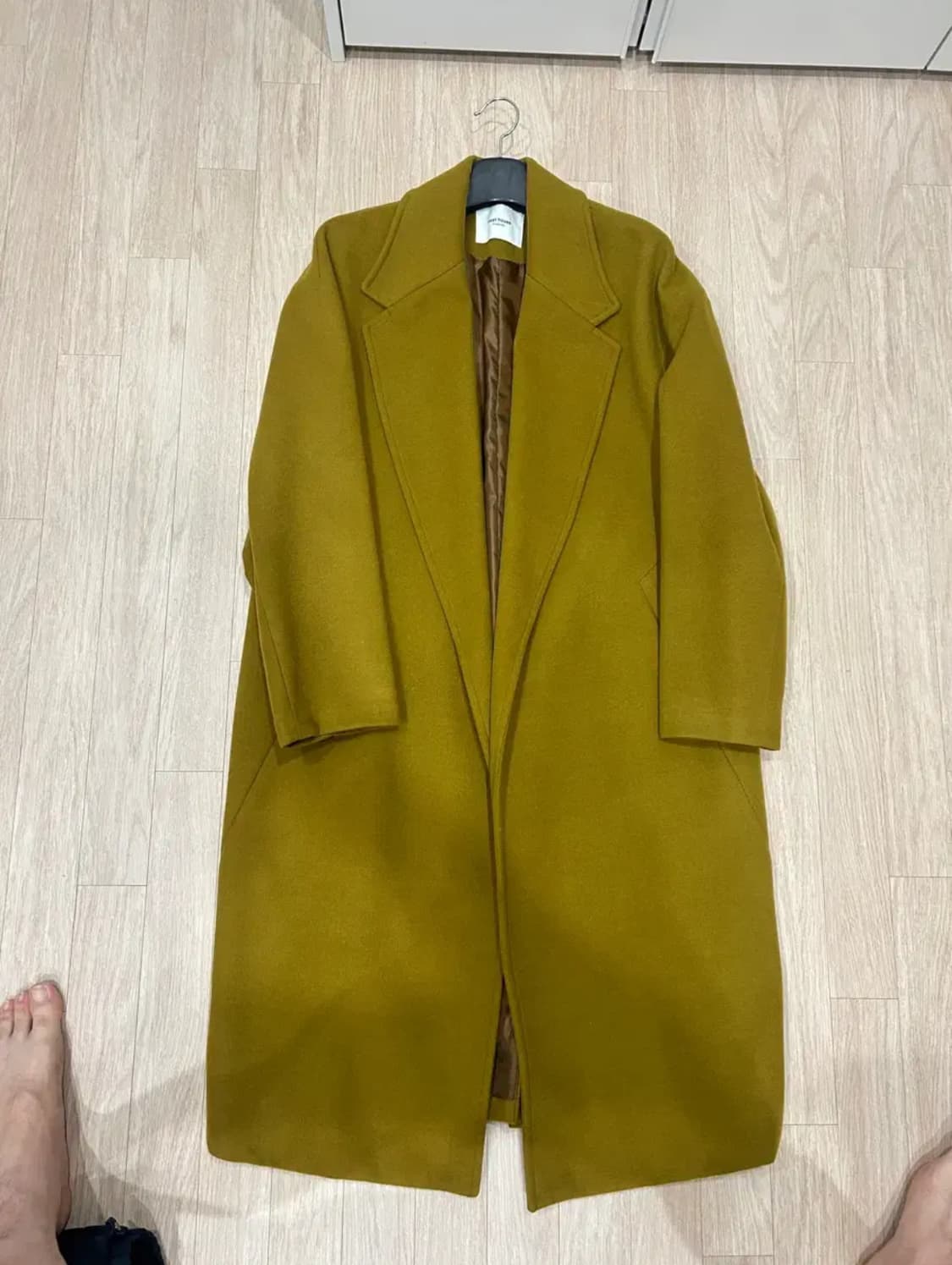 벨트 로브 싱글 코트 카키 옐로우 L 상품이미지1