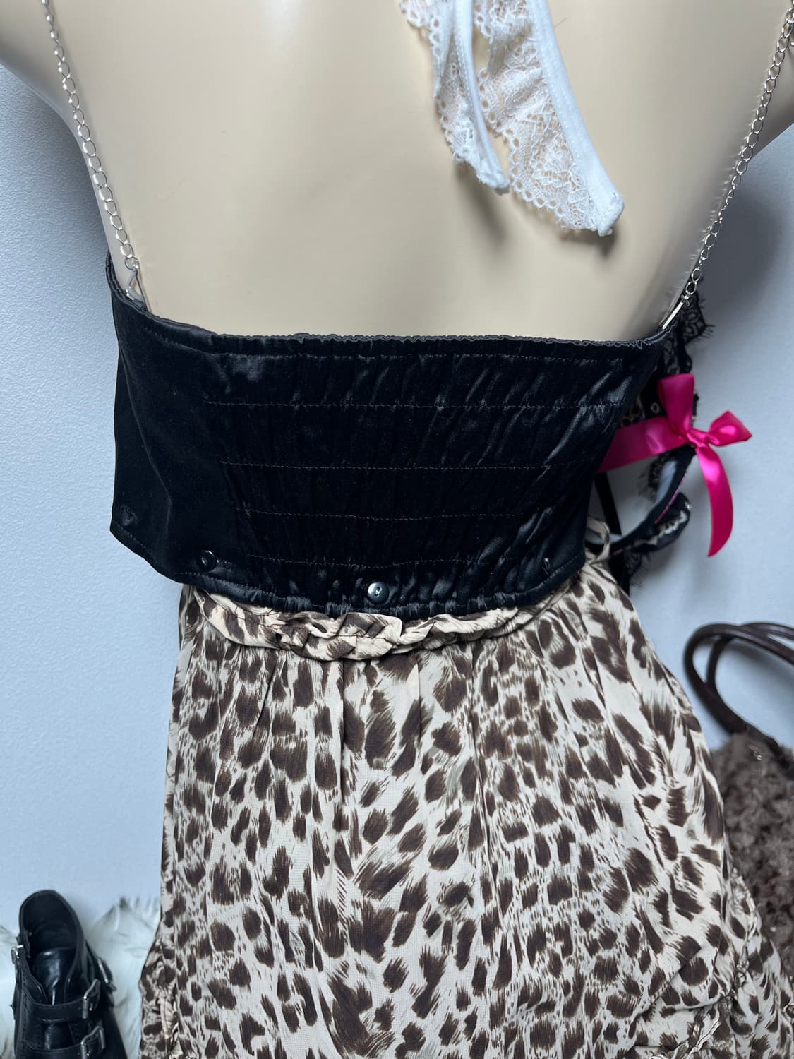 빈티지 갸루 호피 나시 원피스 탑 상품이미지6