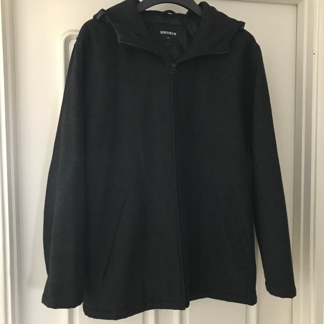 유니클로 모직 후드 코트 XL사이즈 차콜 상품이미지3