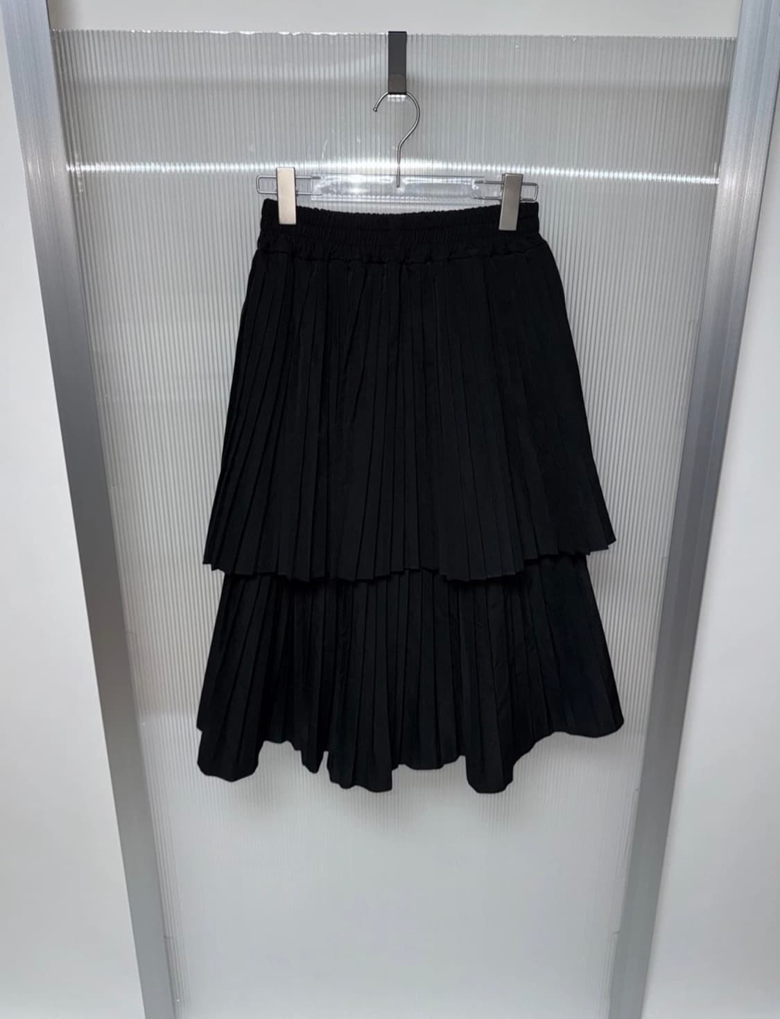 (Japanese vintage) 블랙 플리츠 레이어드 밴딩 스커트 상품이미지2