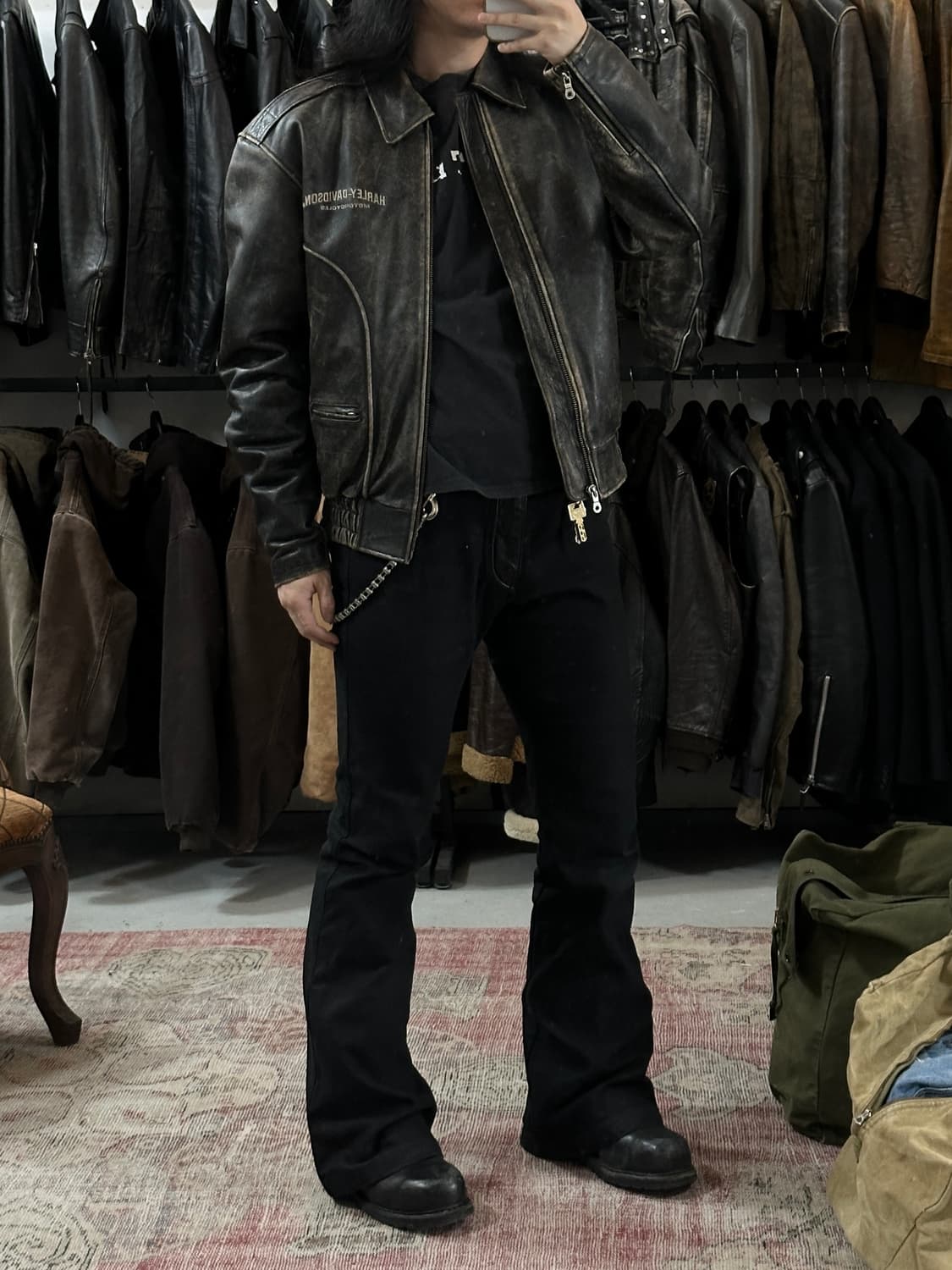 00's 할리데이비슨 레더 봄버 자켓 빈티지 레더자켓 상품이미지10