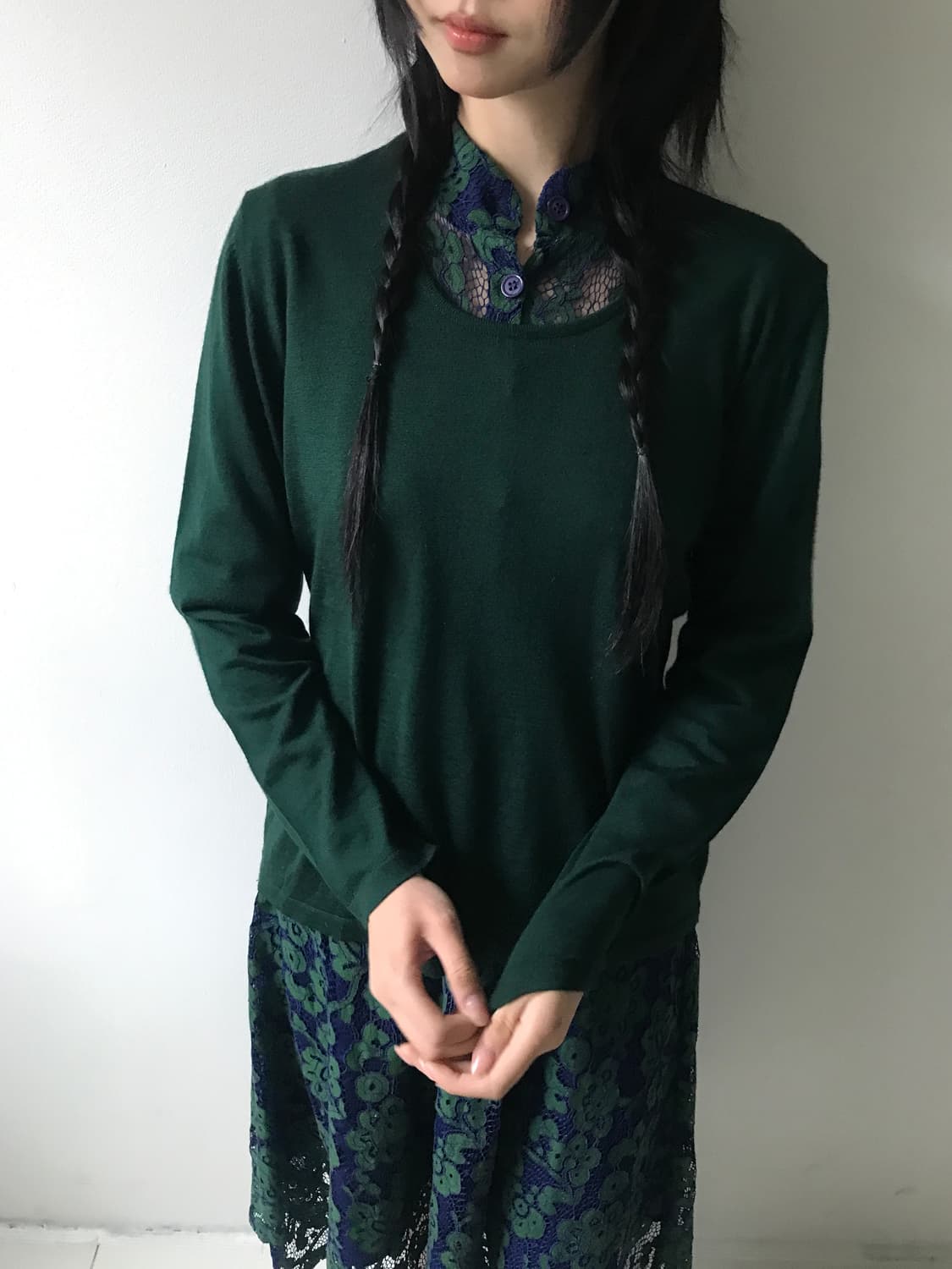 U neck knit(bluish green) 상품이미지6