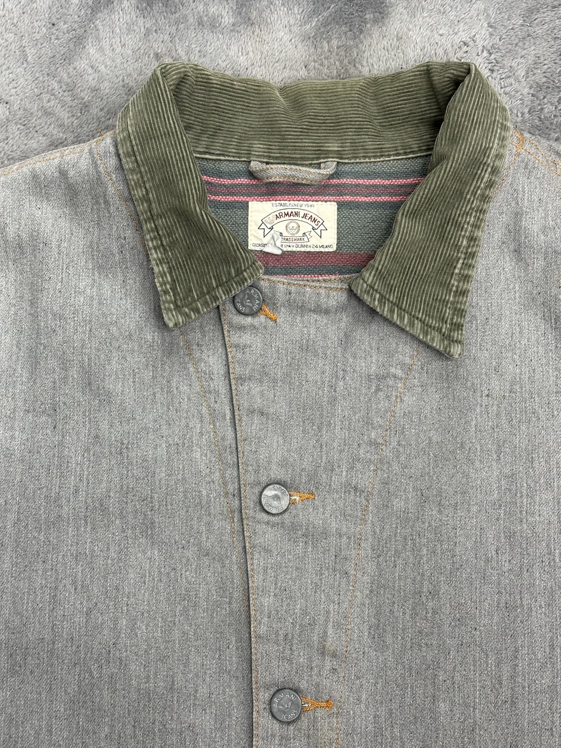 90s Armani Jeans 콘트라스트 데님 자켓 XL 상품이미지4