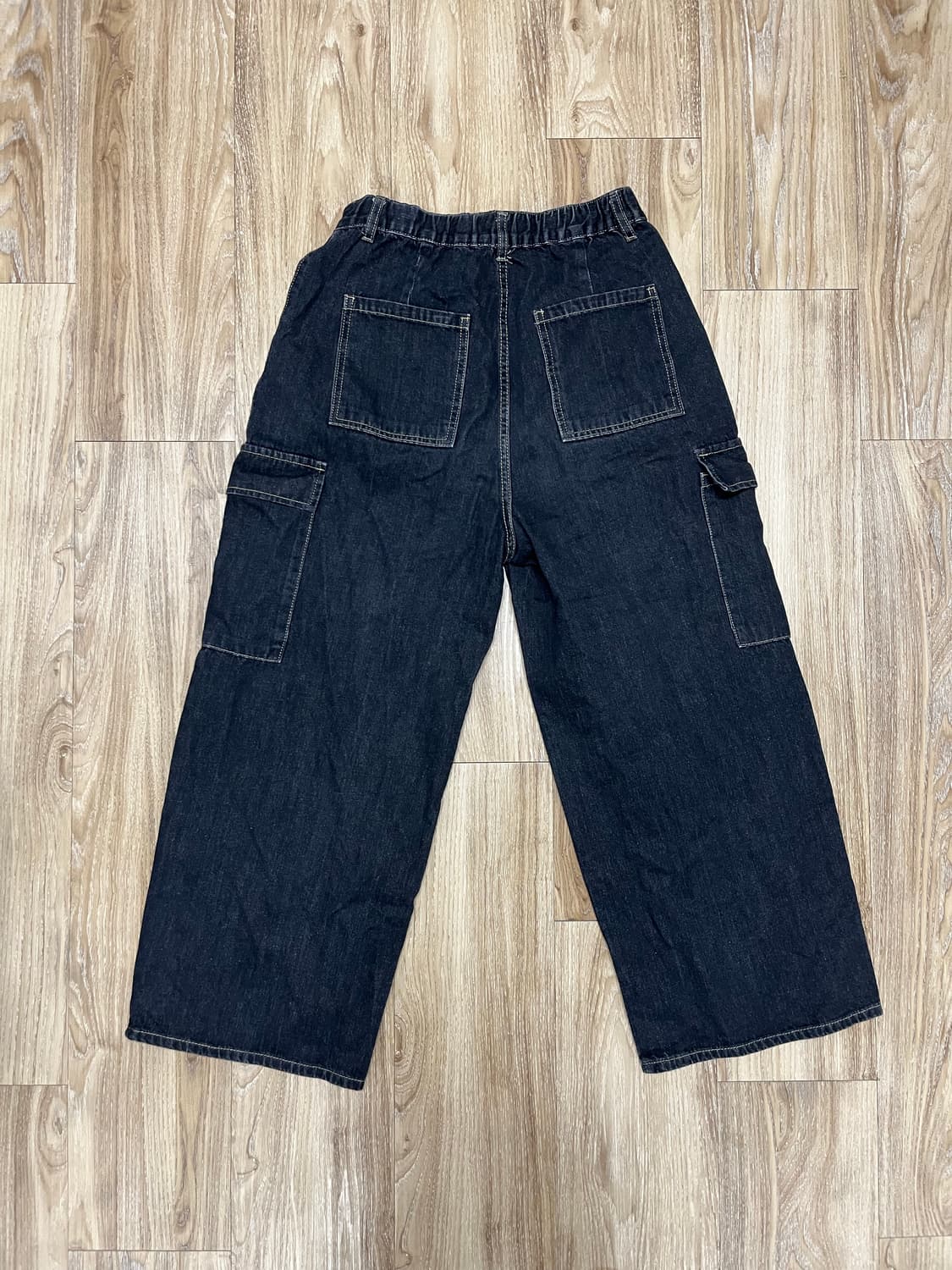 와이드 카고 흑청바지  상품이미지3