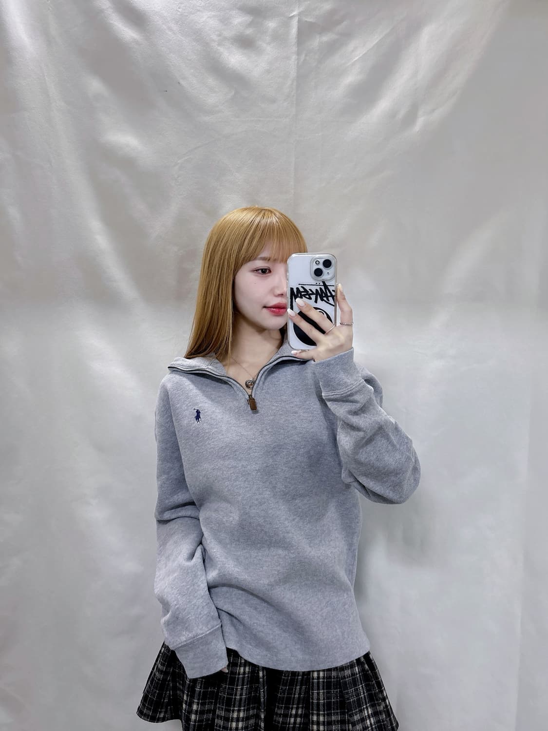 폴로 랄프로렌 QR 그레이 포니 반집업 니트  상품이미지3