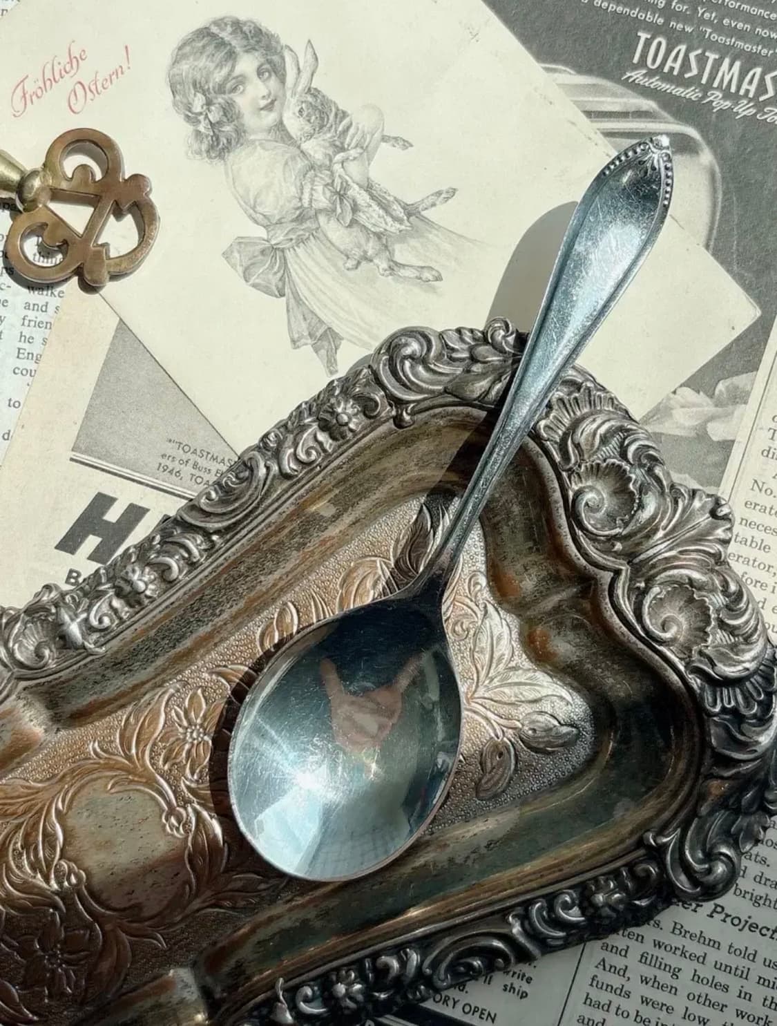 영국 앤틱 실버플레이트 디저트 스푼 상품이미지1