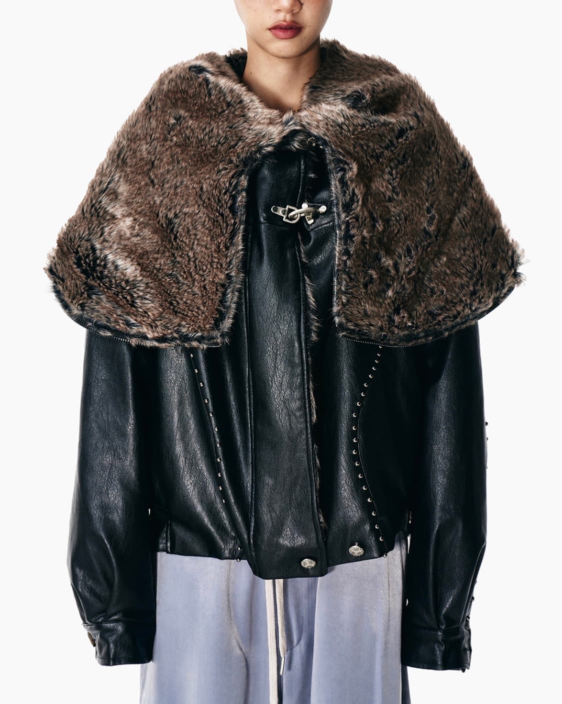 YEEL FOLD-OUT HOODIE SHAWL FUR JACKET 상품이미지1