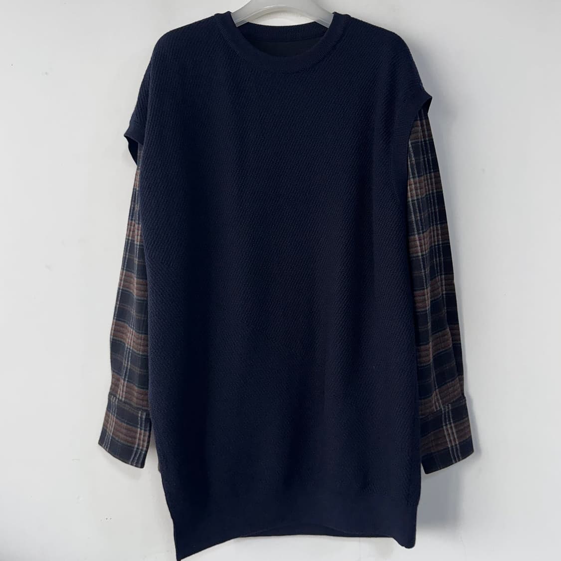 타임옴므 텍스처 블록 니트 셔츠 상품이미지1