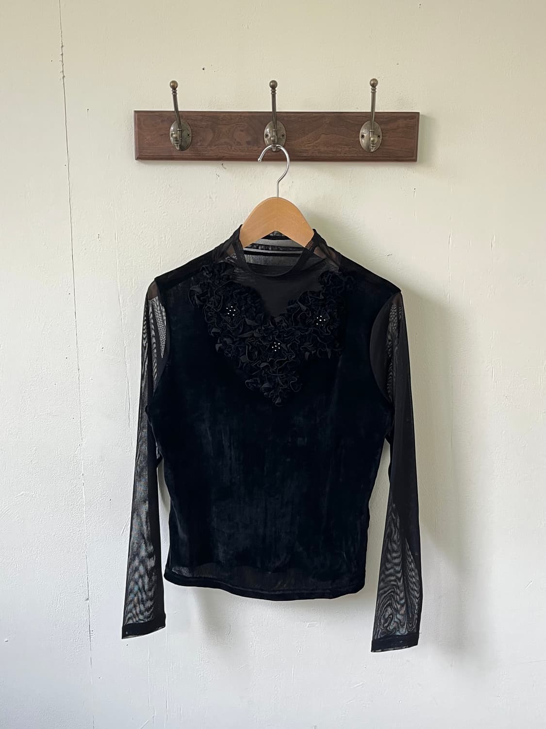 mB 블랙 시스루 블라우스 상품이미지1