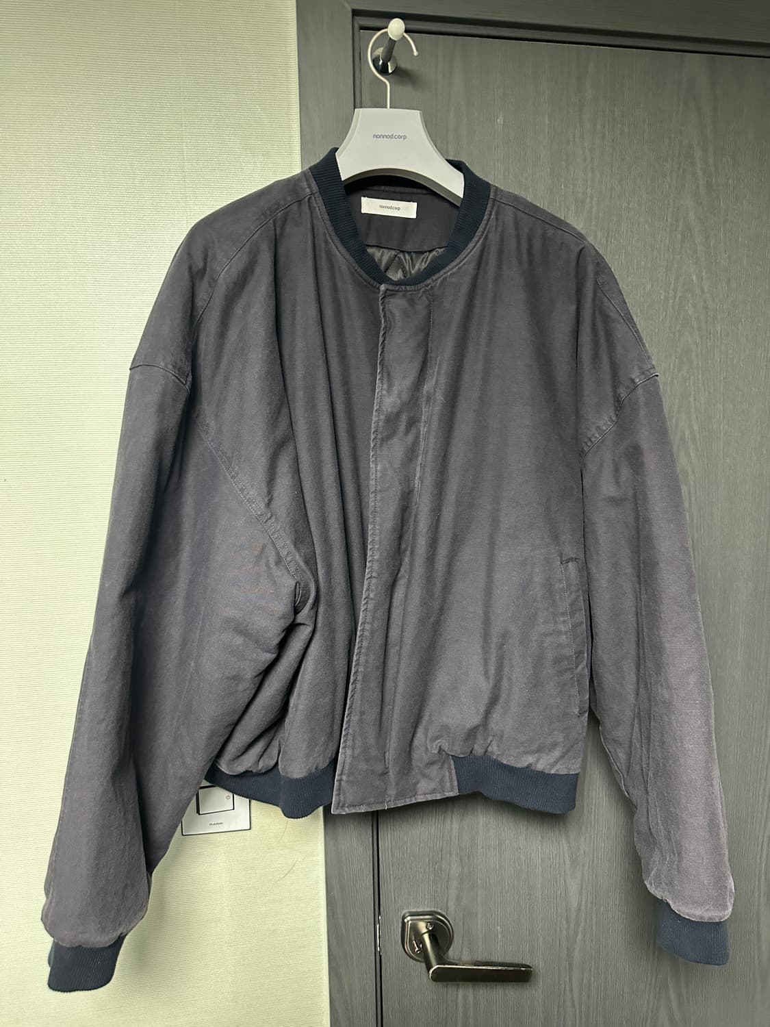 논노드 서퍼 다이 서지 봄버 자켓 빈티지 네이비 블랙 상품이미지1