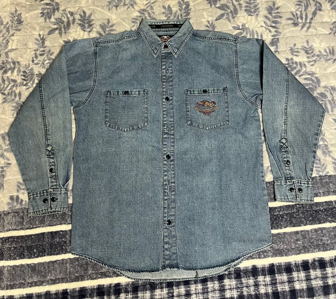 90s 할리데이비슨 워크 데님 셔츠 상품이미지1