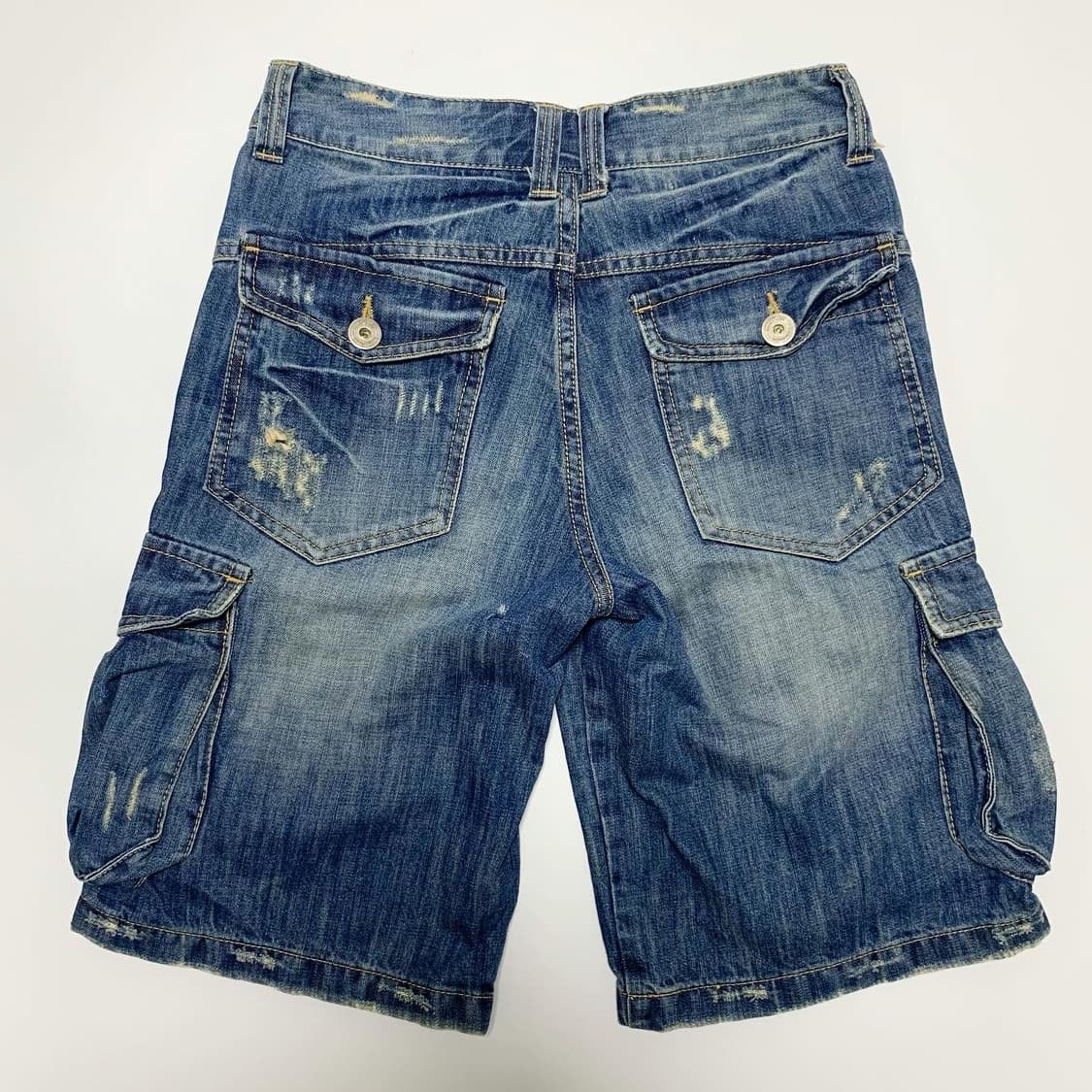 워싱 디테일 데님 카고 반바지 상품이미지2