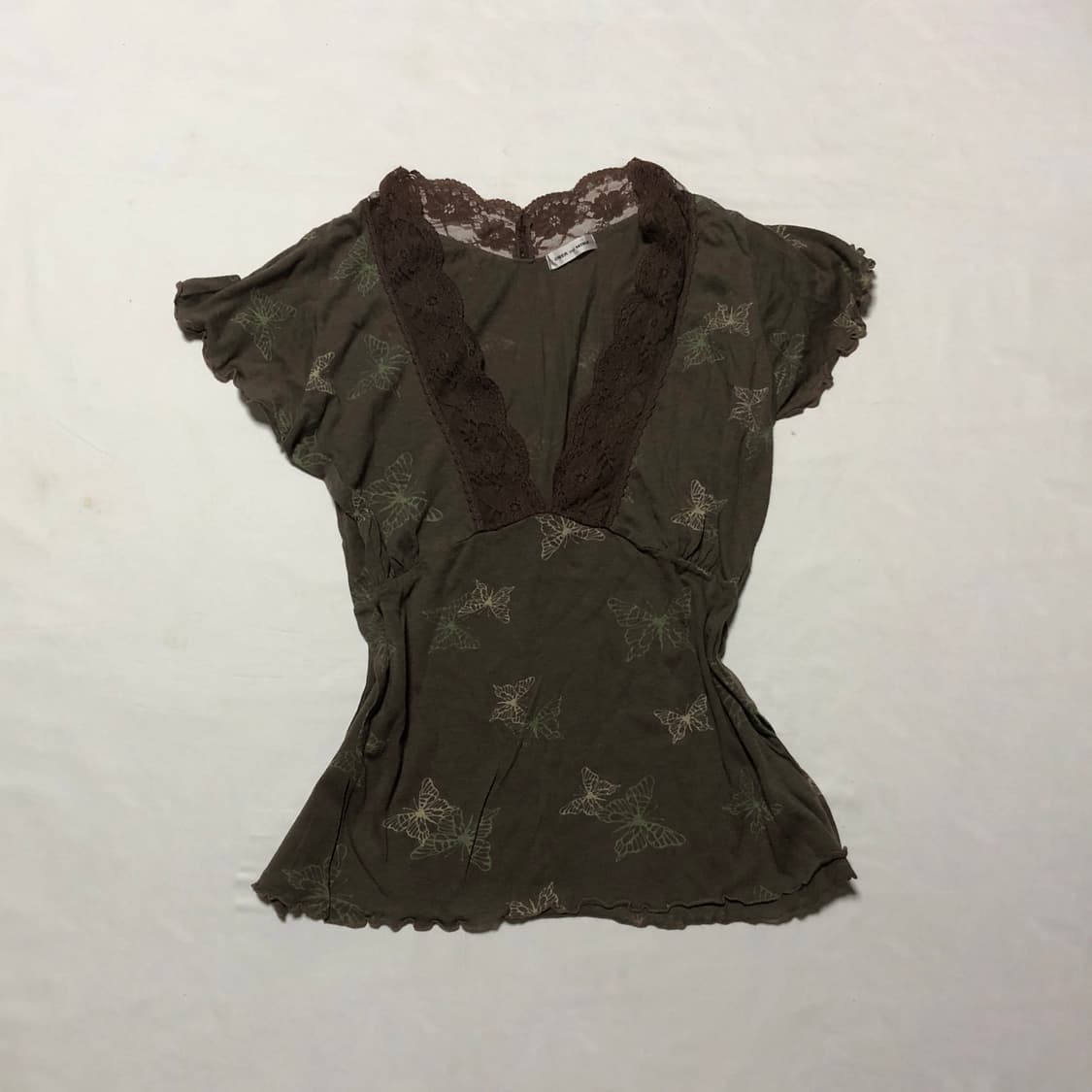나비 무늬 레이스 탑 브라운 상품이미지1
