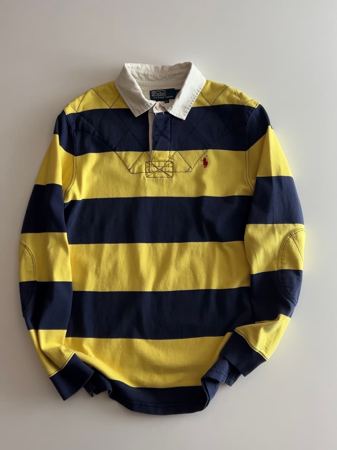 폴로 랄프로렌 옐로우 네이비 단가라 럭비티 L 상품이미지3