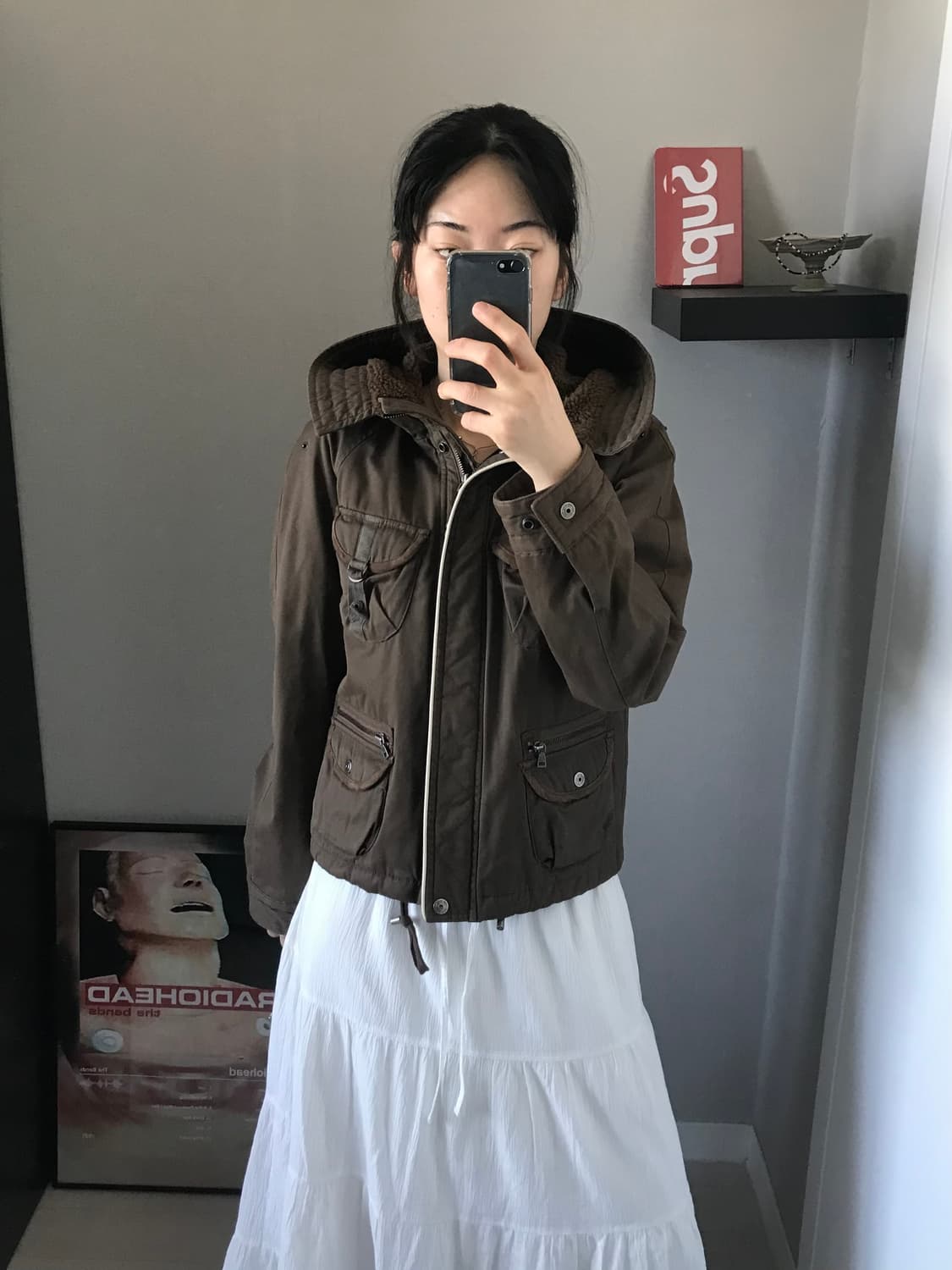 푸부 올드스쿨 포켓 브라운 누빔 후드 자켓 상품이미지2