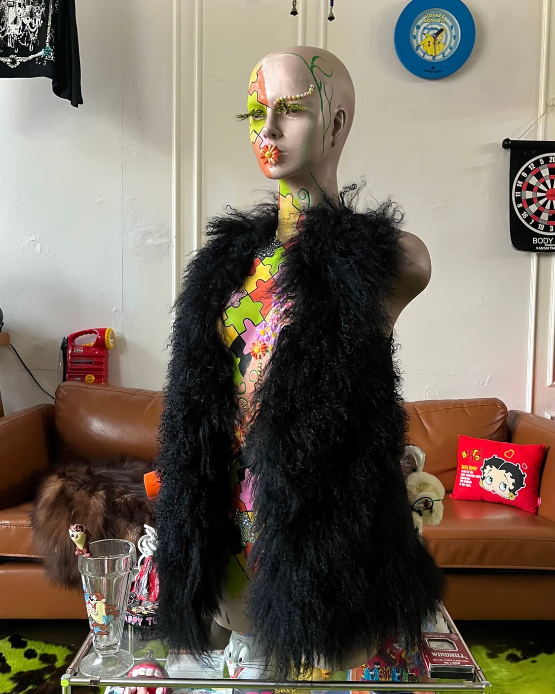 SNIDEL スナイデル Japan Black Long Fur Vest 상품이미지2