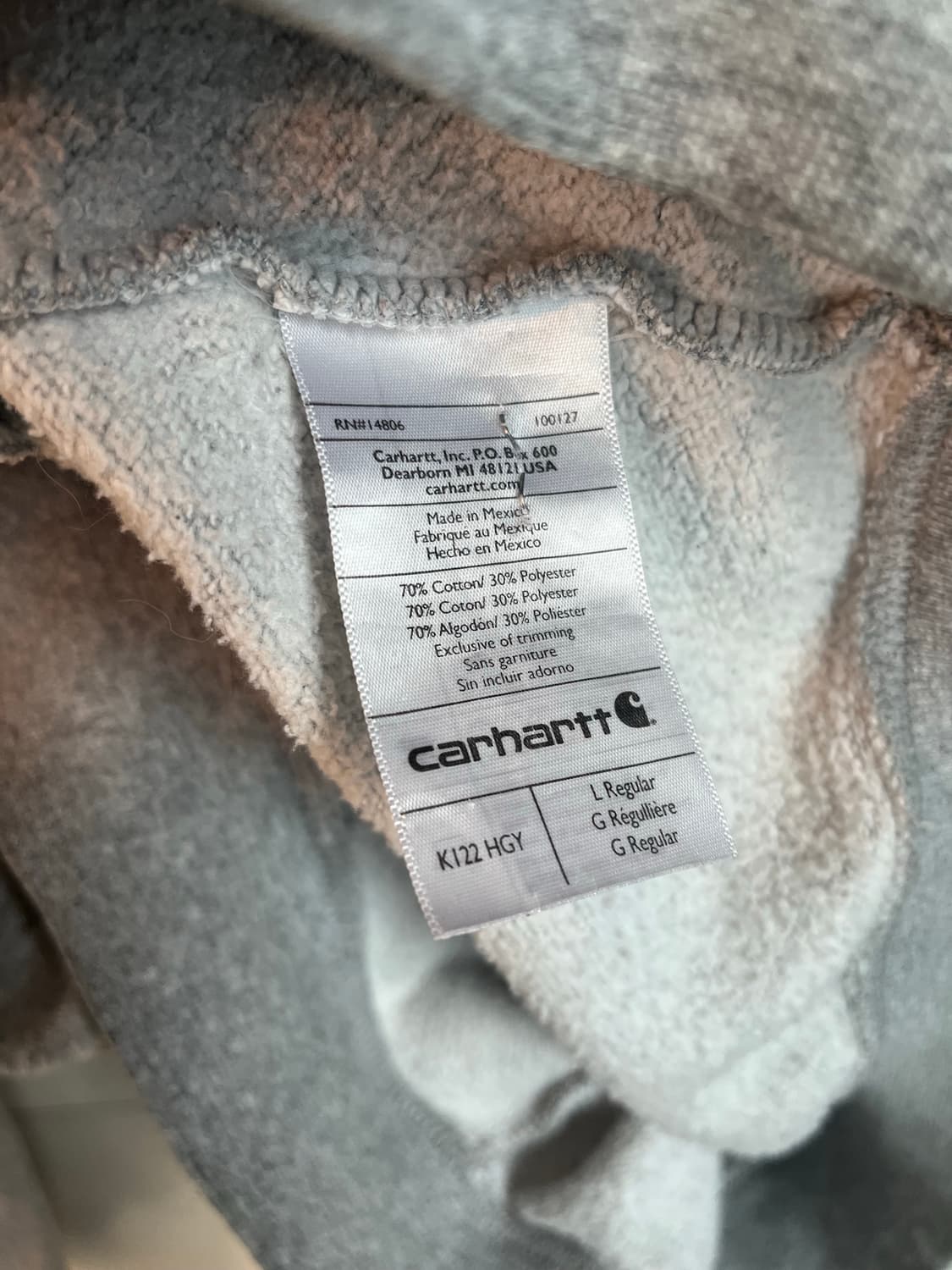 칼하트 후드집업 그레이 (L size)  상품이미지6