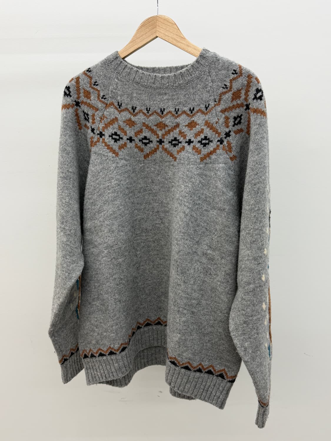 캐피탈 5G 울 엘보 마리아 무늬 노르딕 크루 스웨터3(민트급) 상품이미지1