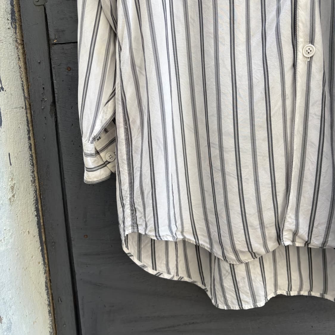 90s 꼼데가르송 robe de chambre 실키 블랙 스트라이프 셔츠 상품이미지5