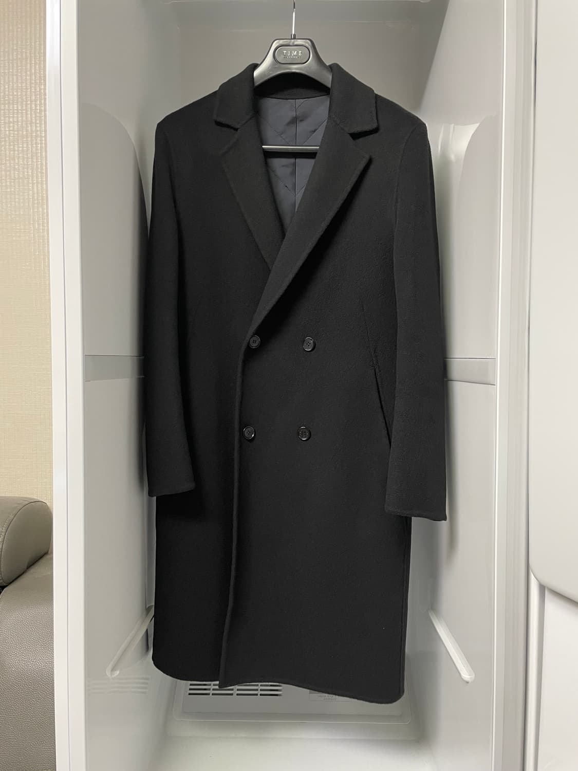 타임옴므 블랙 캐시미어 핸드메이드 더블 코트 95사이즈 상품이미지1