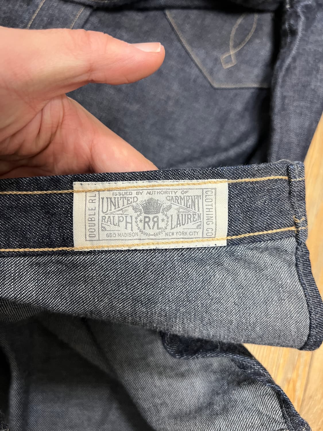 택포25) RRL 더블알엘 데님 웨스턴 셔츠 린스드 원워시 L 상품이미지5