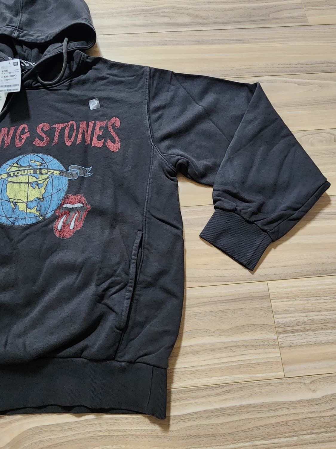 탑텐롤링스톤즈가먼트워싱후드티셔츠다크그레이105 상품이미지2