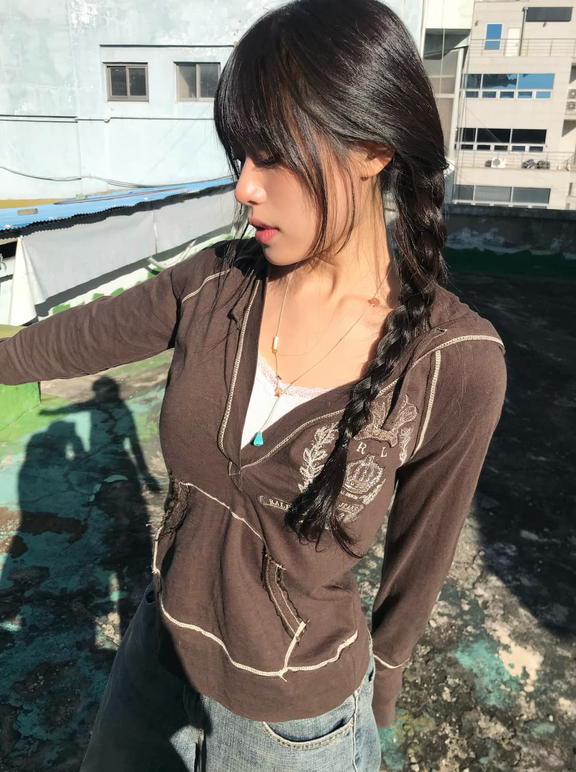 폴로 빈티지 브라운 후드 탑 상품이미지5