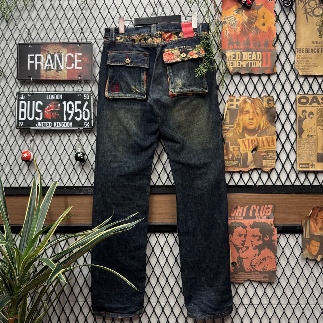 00s JPN VINTAGE 오리엔탈 자수 데님 팬츠 진청 상품이미지2