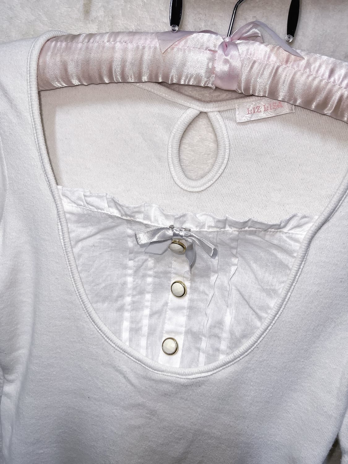 리즈리사 화이트 리본 로걀탑 로맨틱갸루 달천 라떼 핀터 공겜여주 러블리 상품이미지10