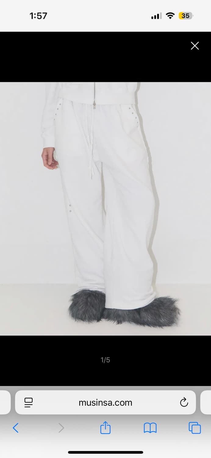 새제품) 일리고 스터드 프레이드 스웻팬츠 화이트 상품이미지2