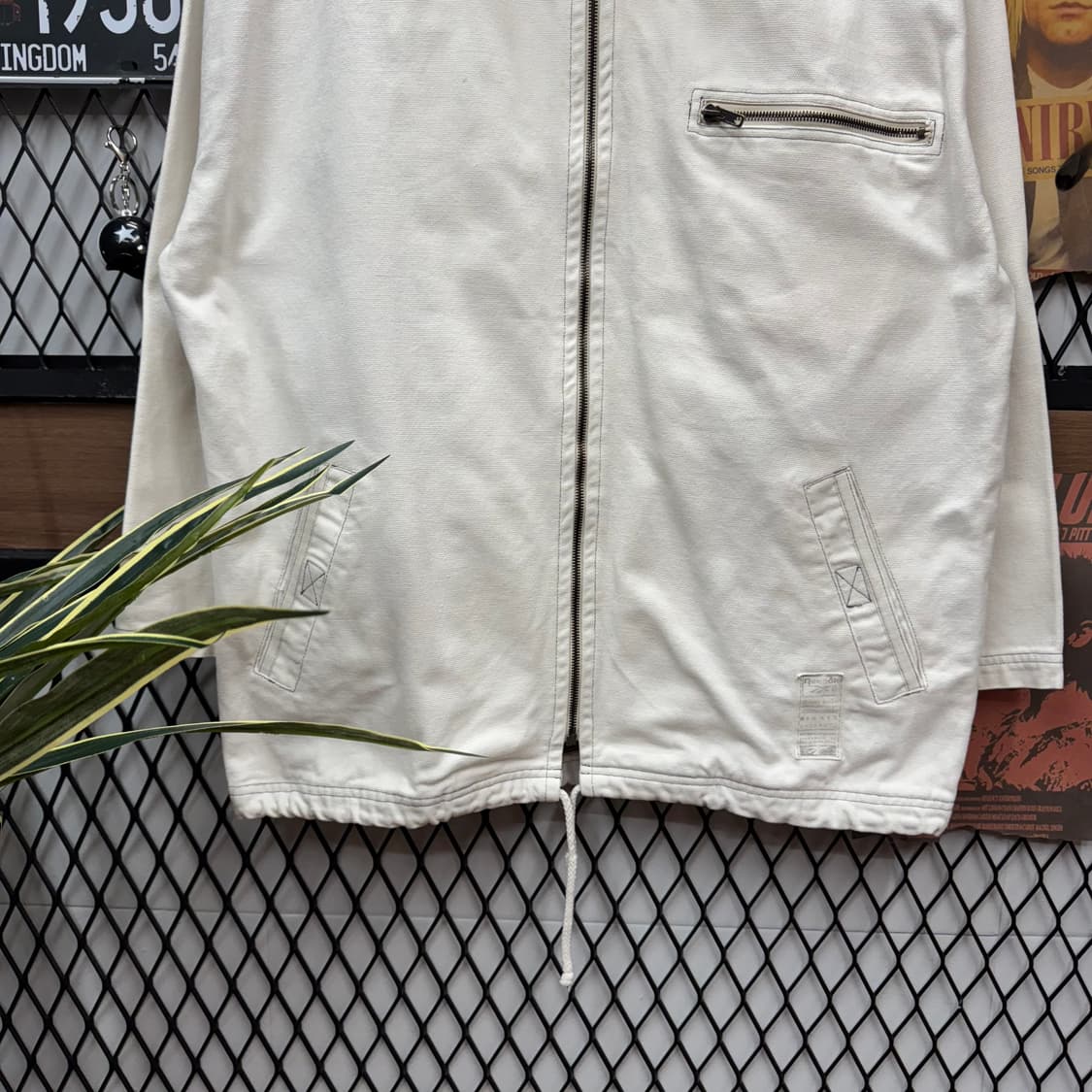 90s 리복 코튼 코치자켓 집업 원포켓 포인트 아이보리 상품이미지4